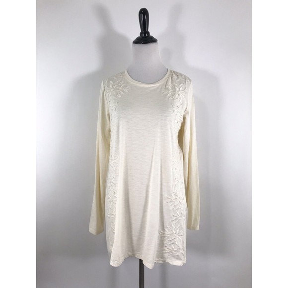 J. Jill XS Ivory Embroidered & Beaded Knit Tunic New - Picture 2 of 9